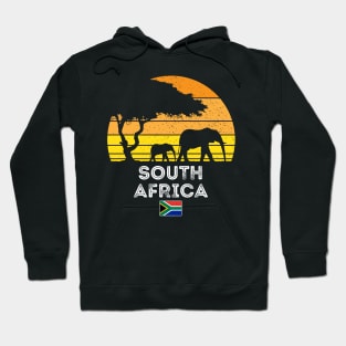 South Africa Elephant Safari Savannah Sunset Africa Flag Hoodie